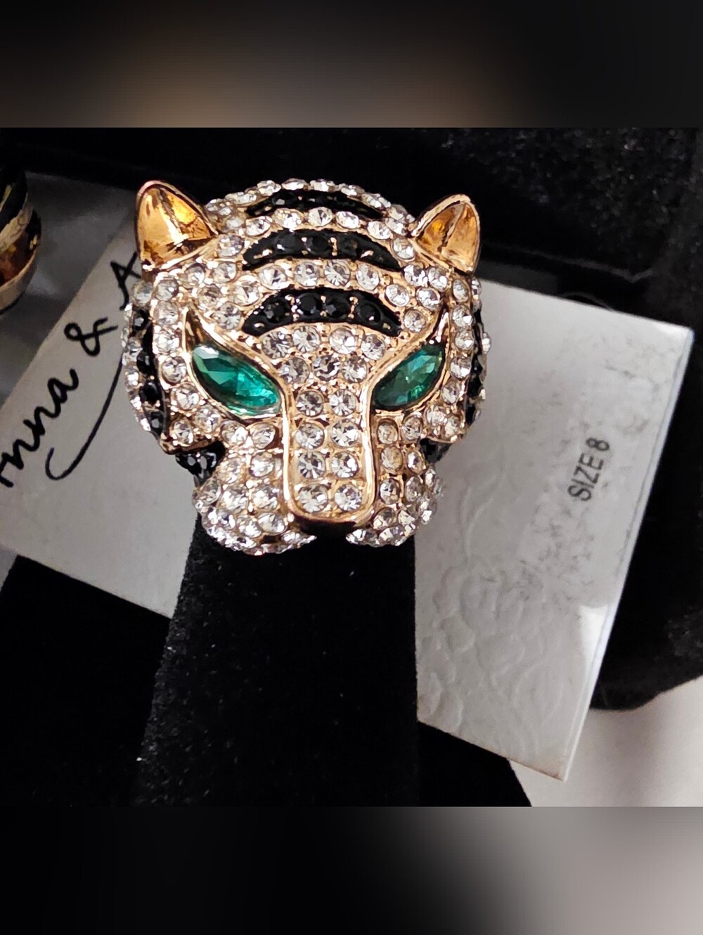 NWT Tiger Statement Jewelry Set Natasha Necklace & Bracelet Anna & Ava Ring Sz 8 - Picture 9 of 16
